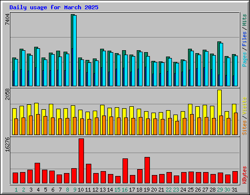 Daily usage for March 2025