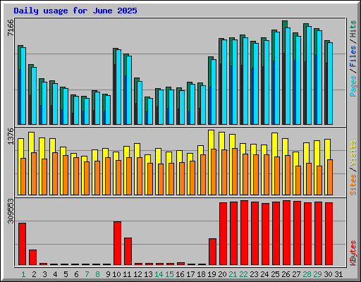 Daily usage for June 2025